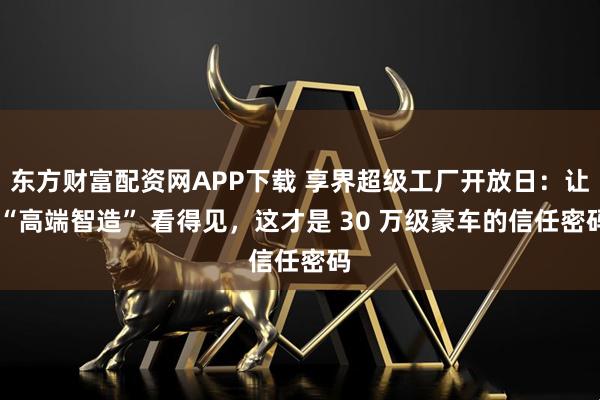 东方财富配资网APP下载 享界超级工厂开放日：让 “高端智造” 看得见，这才是 30 万级豪车的信任密码